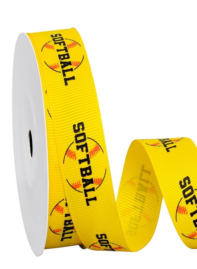 Ribest Softball Ribbon, 7/8 Inch Grosgrain Sports Balls Decorative Ribbon for Crafts Hair Bows Gift Wrapping Team Decor Party Decorations, Yellow/Black/Red, 10 Yards - Image 1